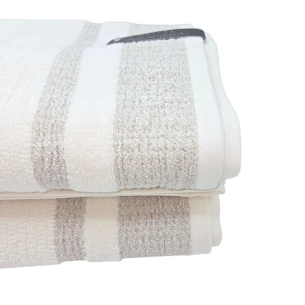 Hotel Balfour 4pc Cream And Taupe Turkish Cotton Towel Set 2 Bath 2 Hand